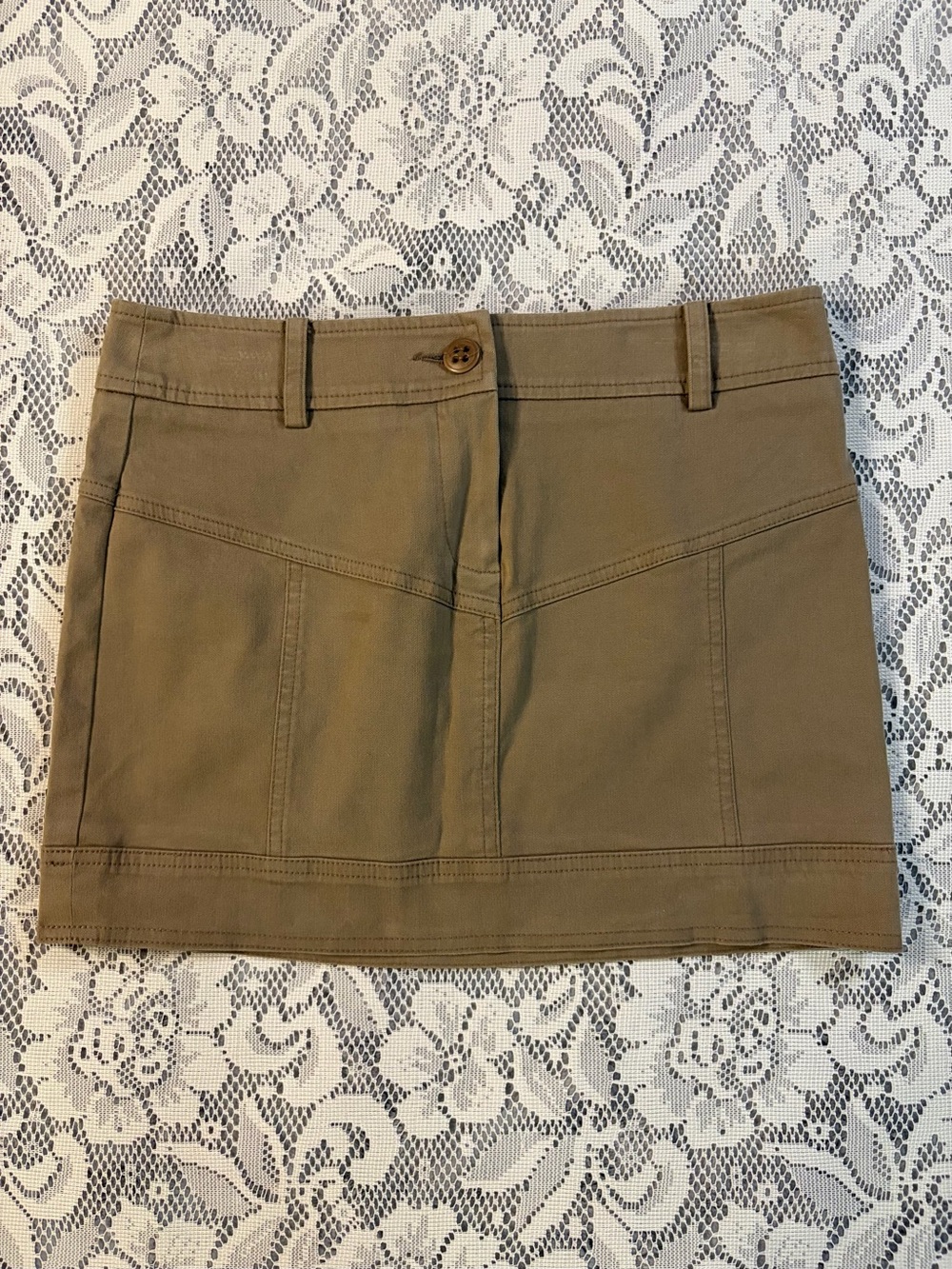 Trina Turk Cotton Stretch Utility Mini Skirt Tan Khaki Size 0
